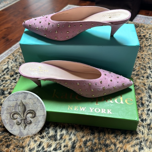 kate spade New York Women's Surie Mules Parisian Pink Studded Slides NWB Size 9 - Picture 5 of 8